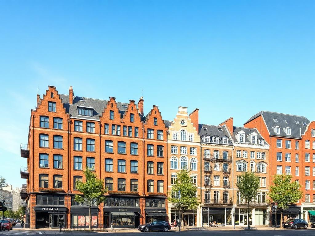 Ensemble d’immeubles en brique dans une rue belge