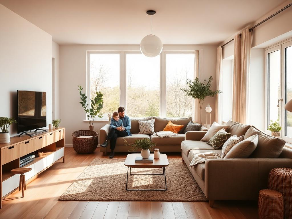 Séjour lumineux d’une maison familiale
